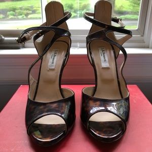 L.K. Bennett Serana Patent Leather Brown Sandals